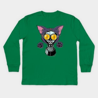 Gas Mask Kitty Kids Long Sleeve T-Shirt